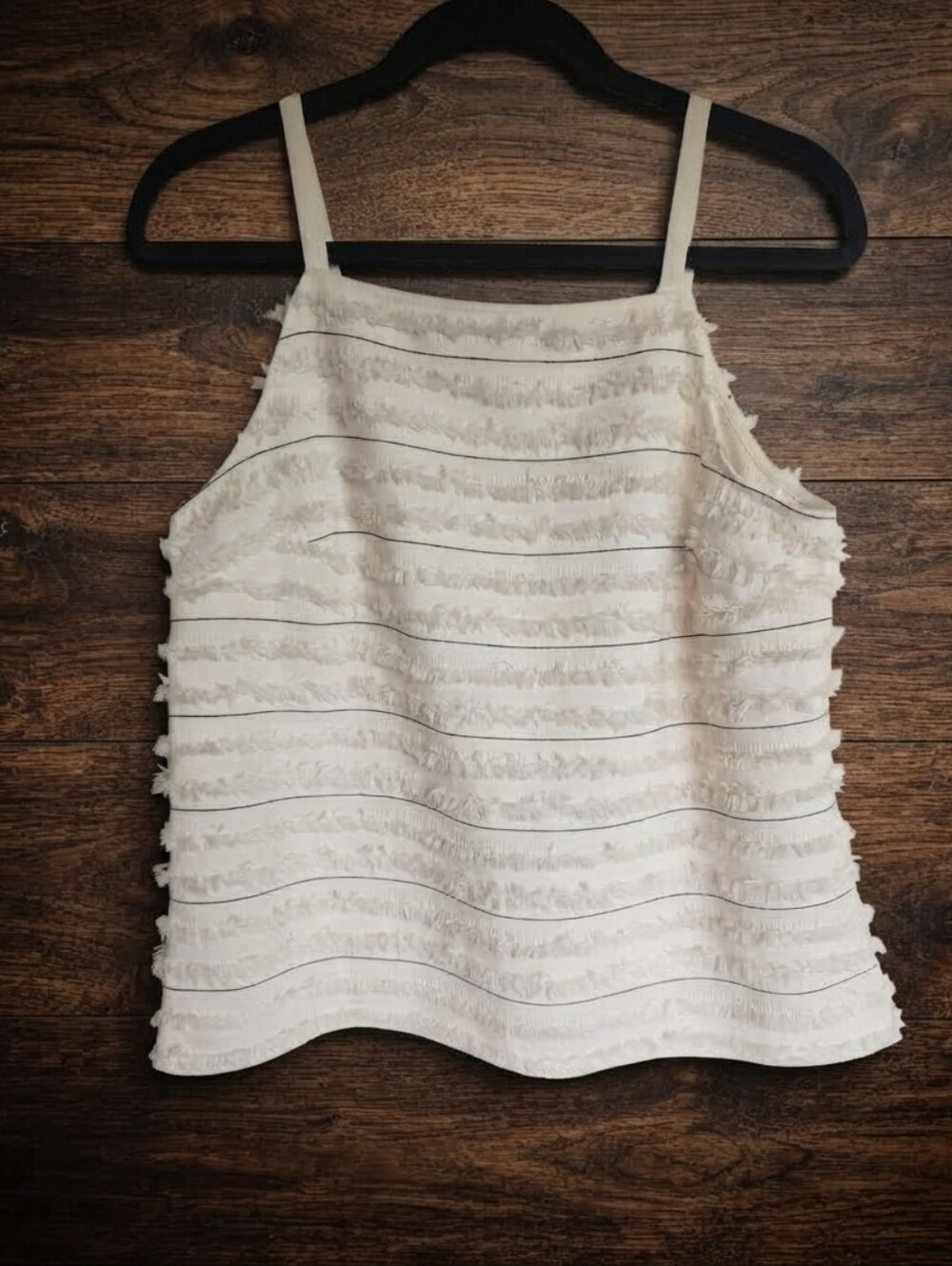 Anthropologie Cream Tiered Fringe Camisole Size 8